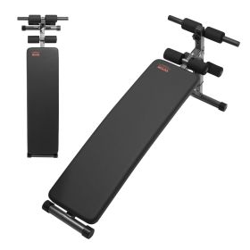 Sit Up Bench, Folding Curved Decline Ab Bench, with 5 Adjustable Height Settings, Heavy-Duty Steel, Non-Slip Design