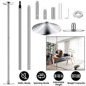 Stripper Dance Pole 45mm Spinning Static Dancing Pole with 88-108.1in Adjustable Height 551LBS Weight Capacity for Fitness Exercise Party Home Cl
