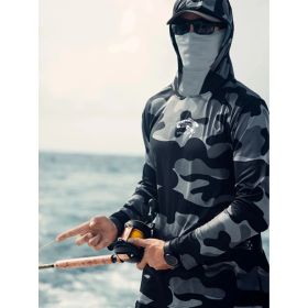Fishing Hoodie Face Mask Neck Cover Sailing Shirt Summer Men Long Sleeve Sun Protection Hunting Jersey Camisa De Pesca Performance Fish Gear Beac (Option: XL)