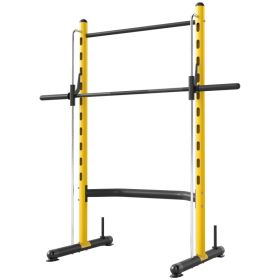 Squat Rack with Pull Up Bar and Barbell Bar Adjustable Bench Press Multi-Function Weight Lifting Half Rack, Yellow (Option: Yellow-2160x285x100 mm)