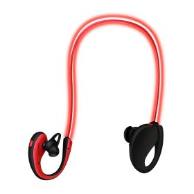 Wireless Neckband Earphones V4.1 HD Stereo Sweat-proof Headphones with LED Light Mic - 8Hrs Work, Running - 1 Pack (Color: Red, size: One size)