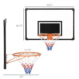 Soozier Wall Mounted Basketball Hoop With 45X 29 Shatter Proof Backboard, Durable Rim And All-Weather Net For Indoor And Outdoor Use (Option: Black Clear Orange)